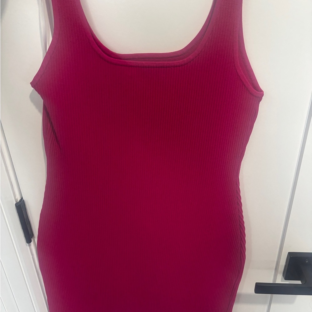 Aritzia Babaton ribbed contour Vibrant Pink Mini Dress